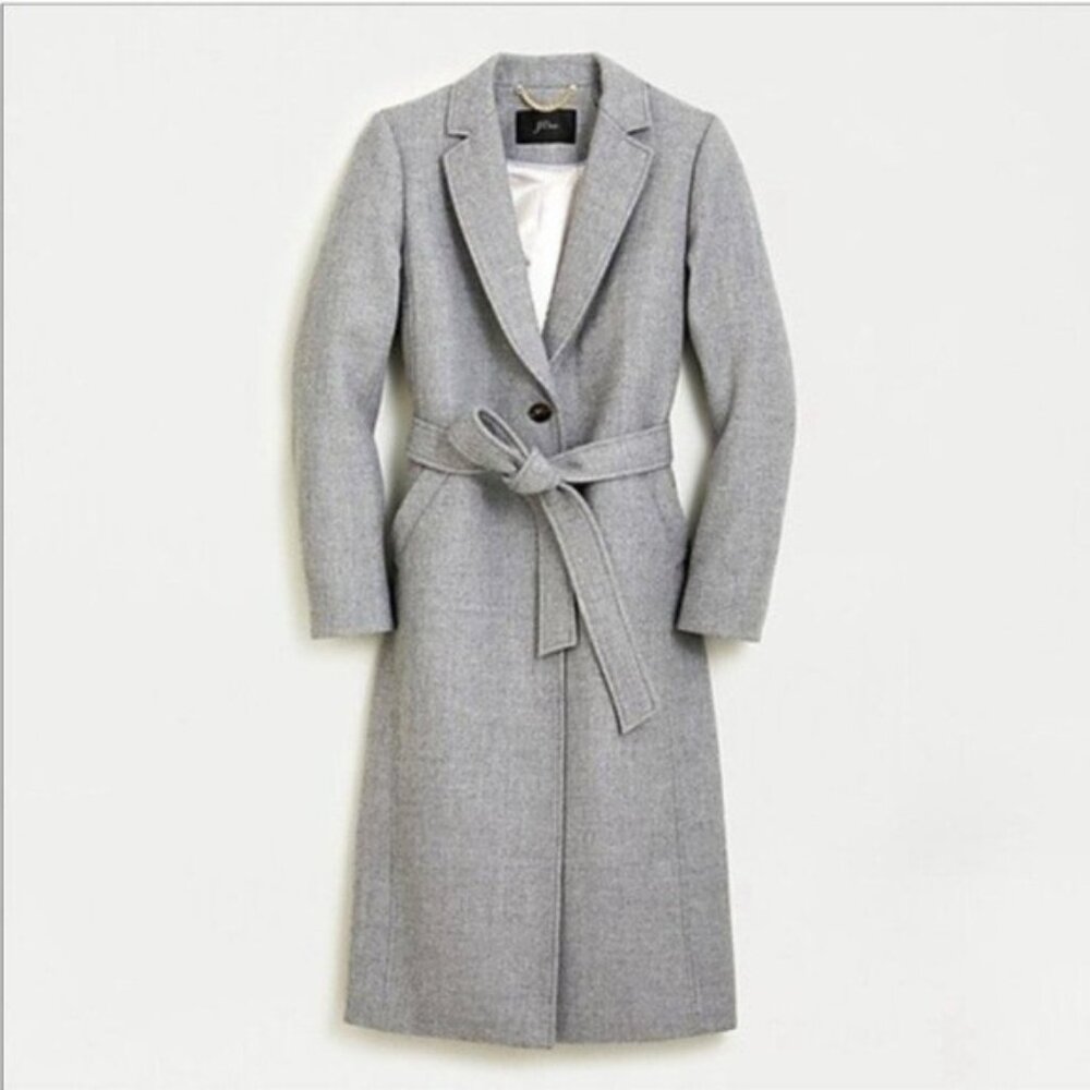 NWT J.Crew Petite Wrap Coat in Heather Gray Double-serge Wool 8P